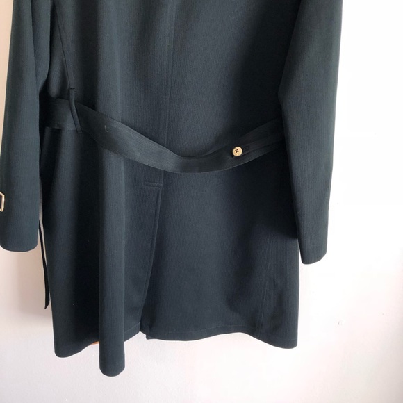 John Weitz Green Belted Trench Coat Gold Lining - Picture 8 of 8